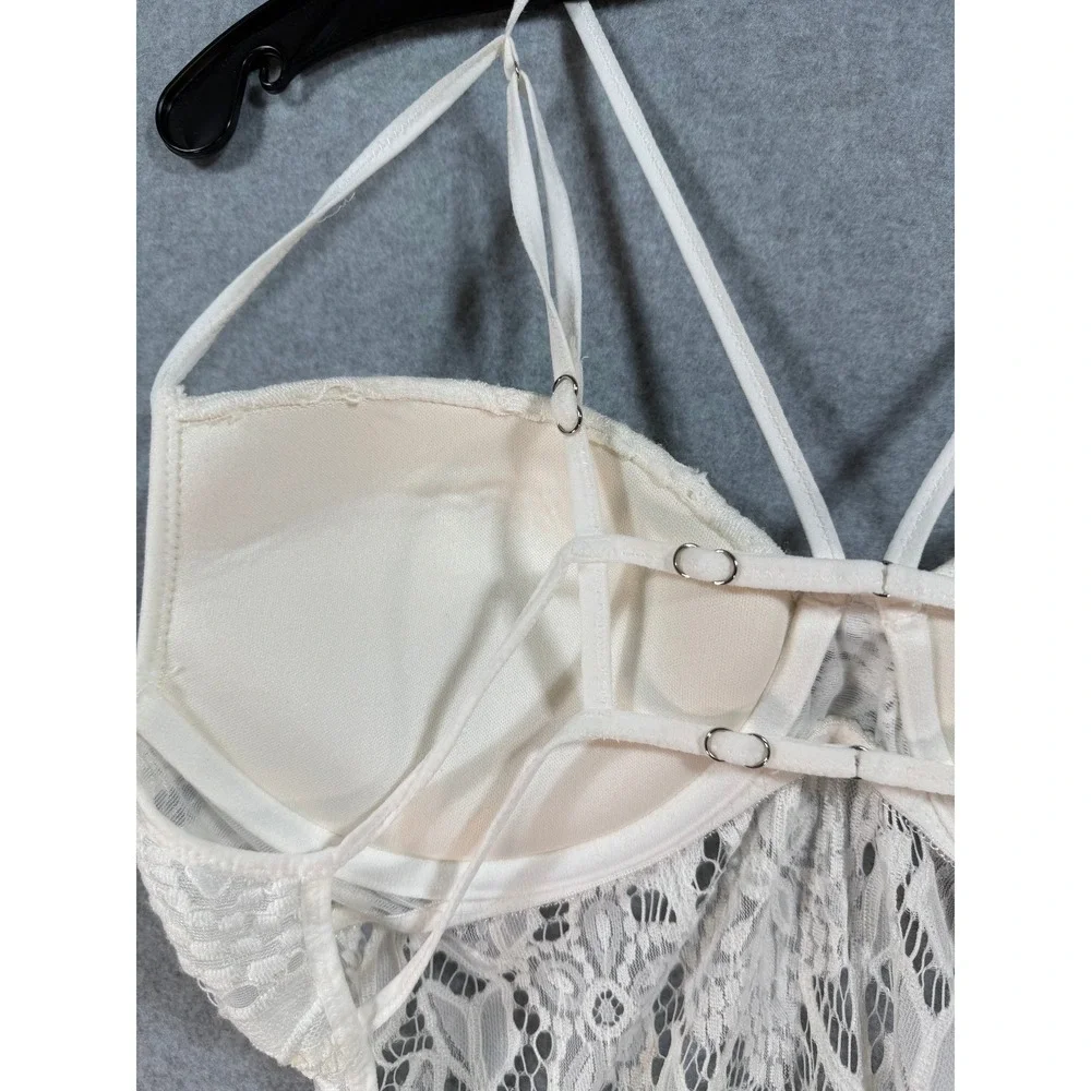 Cinema Etoile Seductivewear White Lace Babydoll Chemise Strappy Back XL‎ Sexy